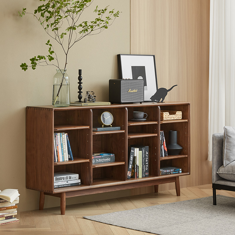 黑胡桃木书架矮书柜北欧置物架