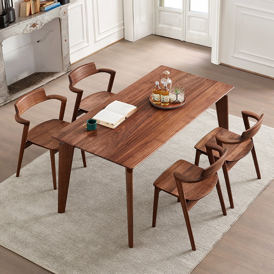 北欧黑胡桃餐桌椅组合长方形家具