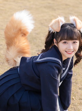 三尾树垂耳狗奶黄手作耳兽耳仿真毛绒kc发夹头饰可伪迪士尼饼饼