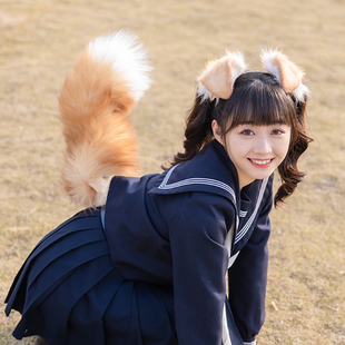 三尾树垂耳狗奶黄手作耳兽耳仿真毛绒kc发夹头饰可伪迪士尼饼饼