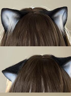 三尾树原创小猫耳 小野 兽耳头箍发夹两用头饰cos猫耳Lolita配饰