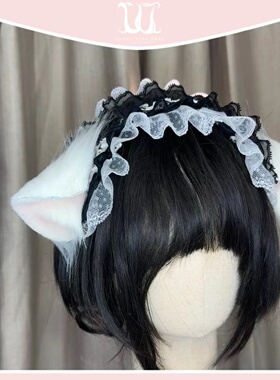 三尾树原创Lolita发带 可爱蕾丝蝴蝶结头饰 日系甜美发饰天使配饰