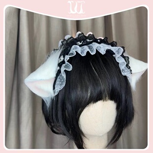 三尾树原创Lolita发带 可爱蕾丝蝴蝶结头饰 日系甜美发饰天使配饰