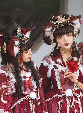 三尾树预约耳朵和风原创cos手作兽耳cos三色lolita