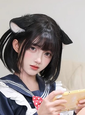 三尾树原创委屈猫猫兽耳耳朵头箍发夹两用kc发箍配饰cos猫耳