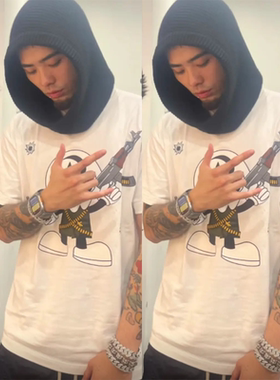 thomeboydontkill偷米同款骷髅射手嘻哈说唱街头朋克休闲ins T恤