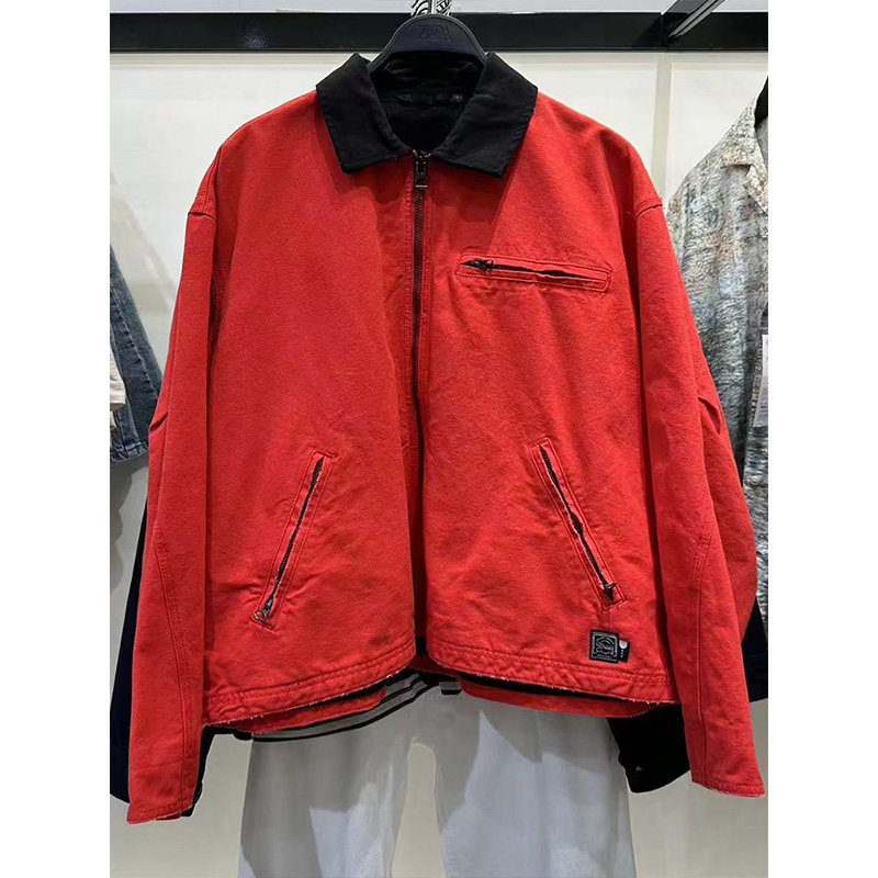 柜529！24秋冬季男装美式休闲翻领撞色水洗夹克工装外套厚6987402
