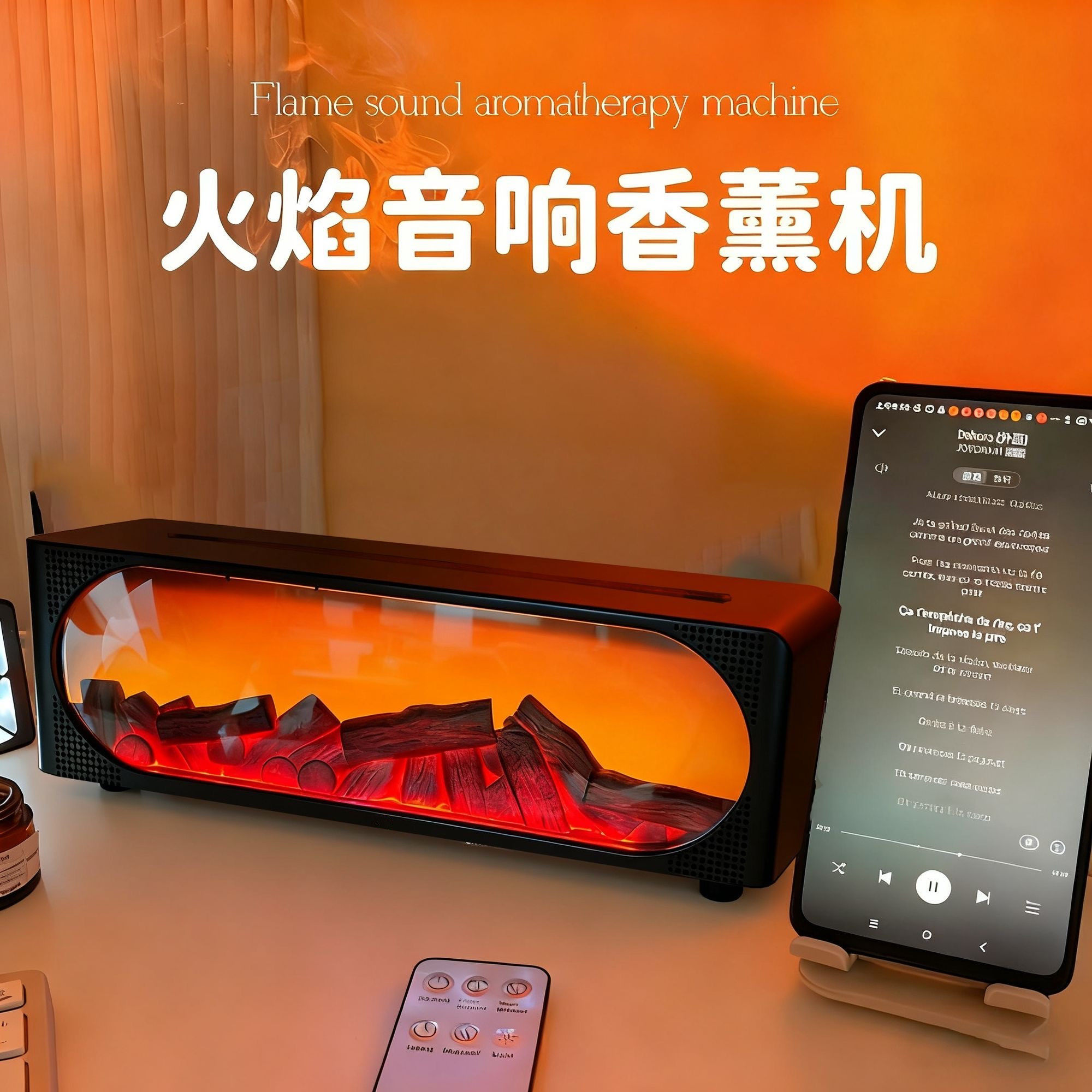 火焰加湿器壁炉蓝牙音响箱遥控多功能香薰机高级氛围感生日送礼物