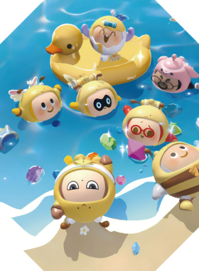 蛋仔派对元梦之星可爱卡通儿童学生折叠雨伞手动黑胶防晒晴雨伞