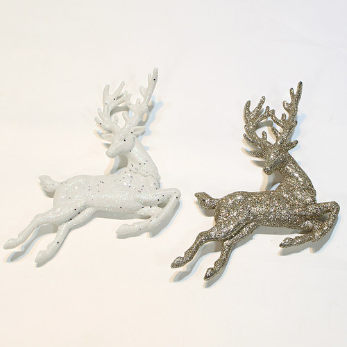 圣诞节装饰品13*14cm葱粉香槟金回头鹿白色麋鹿梅花鹿挂件圣诞树
