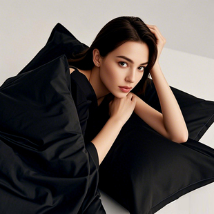 48x74cm学生宿舍家用枕头罩 枕套 加厚枕头套 纯黑色通用一对装