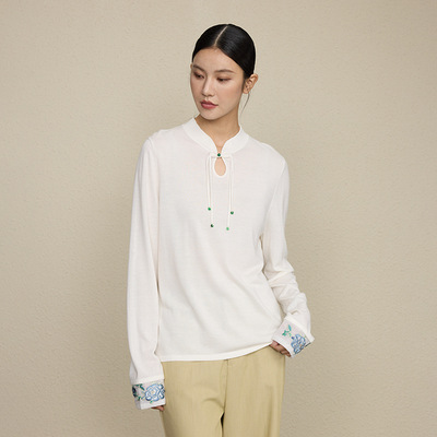新中式国风时尚刺绣盘扣针织衫