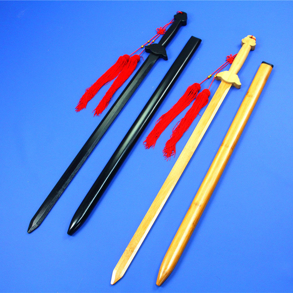 竹质刀剑cosplay道具武器礼品晨练健身竹太极剑原色黑色未开刃