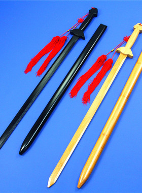 竹质刀剑cosplay道具武器礼品晨练健身竹太极剑原色黑色未开刃