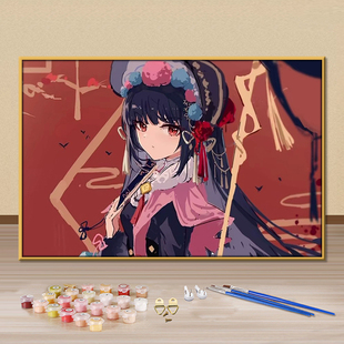 原神云堇数字油画diy手工礼物简单休闲填色画手绘插画房间装饰画