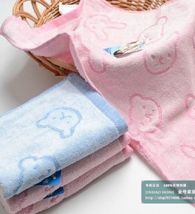 满包邮正品孚日洁玉纯棉卡通绣花儿童巾/小毛巾柔软割绒童巾TJ-13