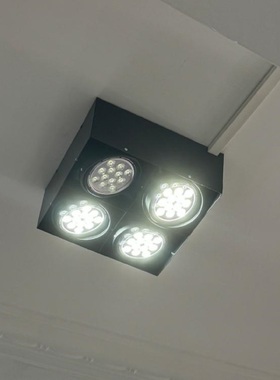 三头四头格珊射灯led12w天花灯盘明装斗胆灯黑色ar111卤素灯促销