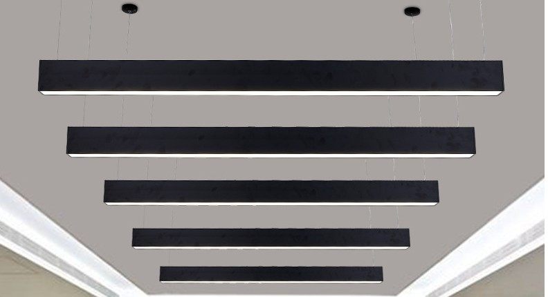 办公室日光灯t5t8led灯盘28w明装吊顶面板灯格栅灯黑色长条灯促销