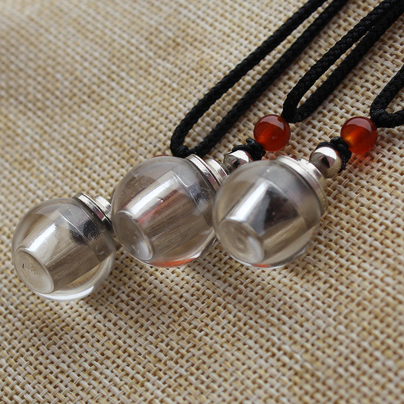 天然白水晶嘎乌盒朱砂吊坠可打开扩香氛项链舍利子塔空精油瓶