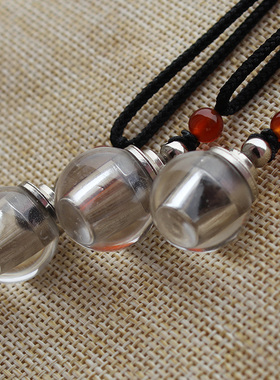 天然白水晶嘎乌盒朱砂吊坠可打开扩香氛项链舍利子塔空精油瓶