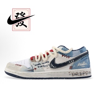 Air 欣亮体育 Jordan 男款 街头涂鸦做旧复古篮球鞋 定制球鞋