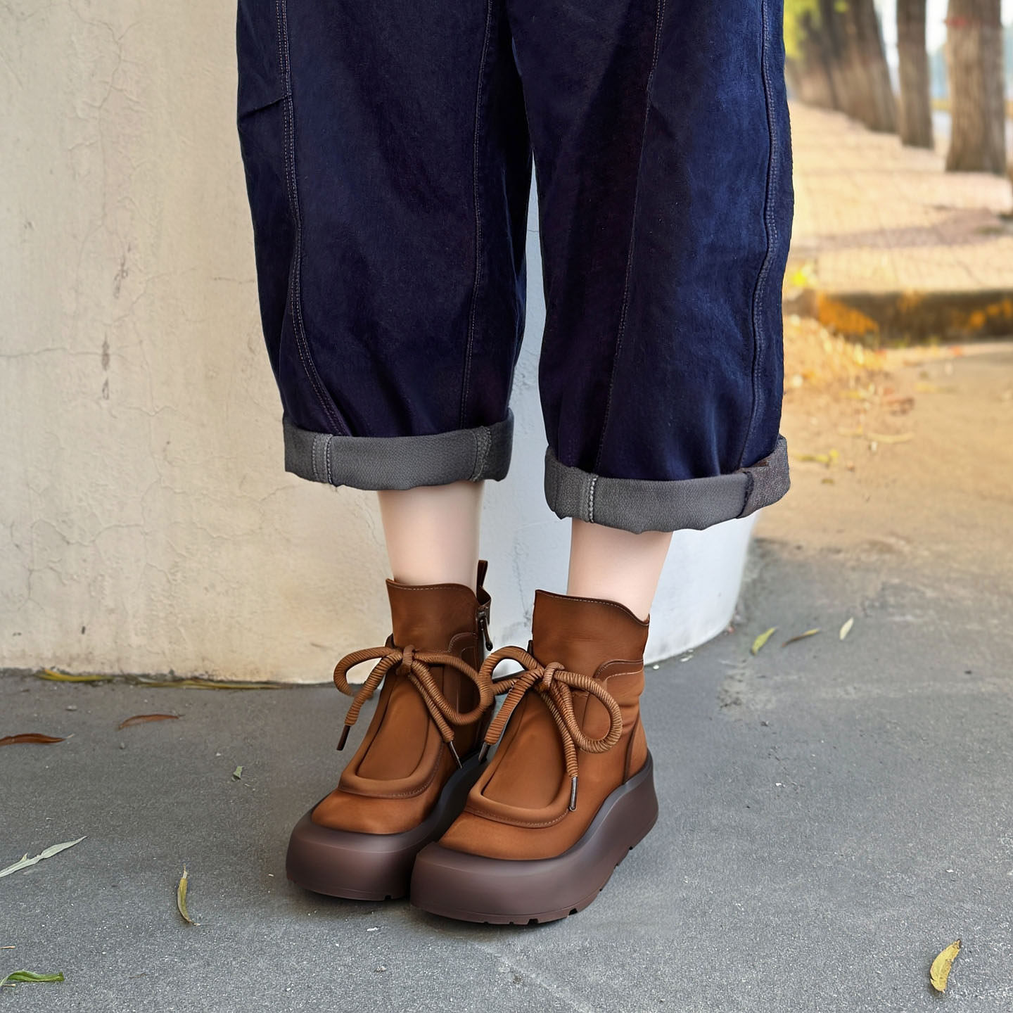 头层牛皮马丁靴厚底手工鞋休闲