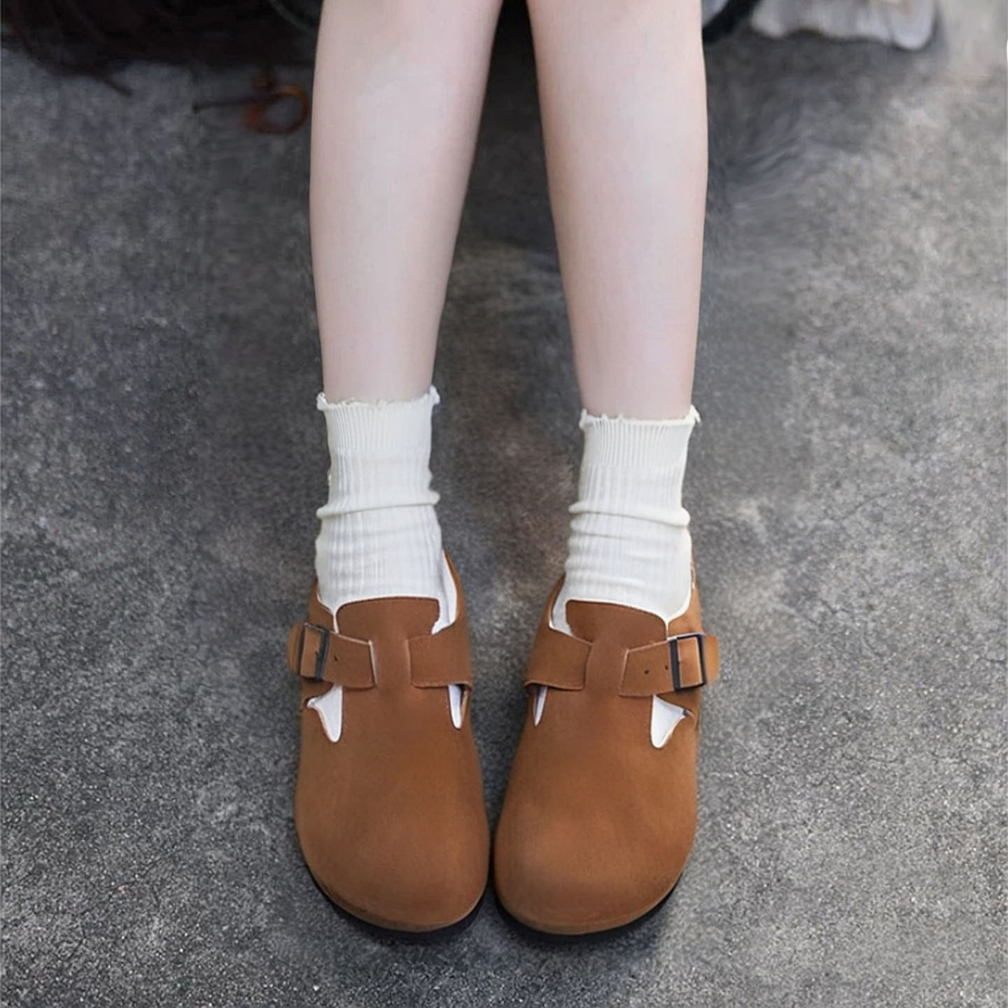 原创手工羊皮毛一体保暖勃肯棉鞋