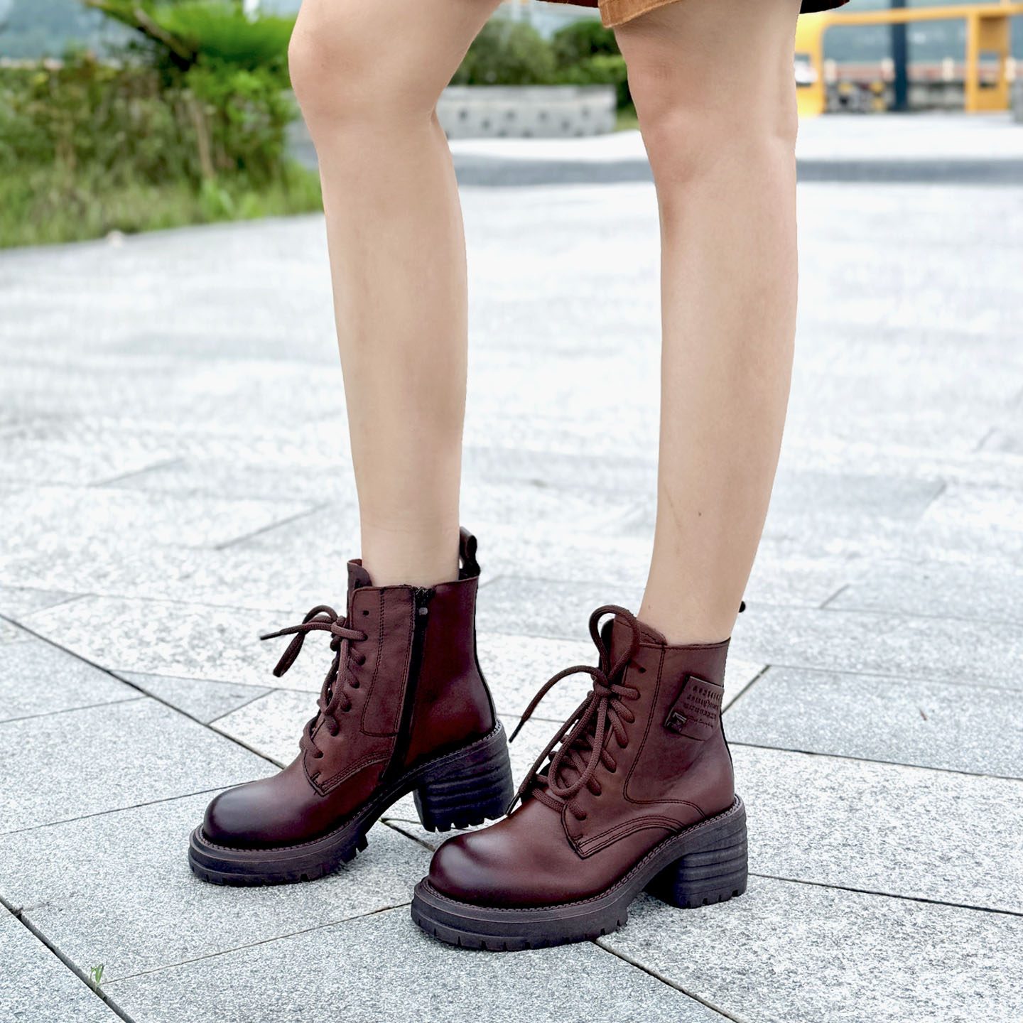 原创手工头层牛皮时尚高跟短靴子