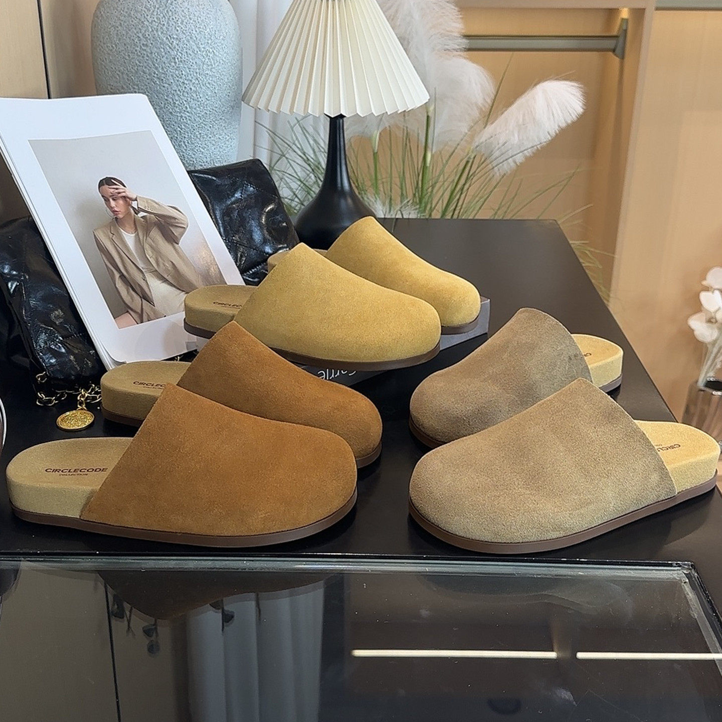 勃肯鞋半拖真皮厚底2026春季新款小土豆懒人一脚蹬勃肯拖女包头拖