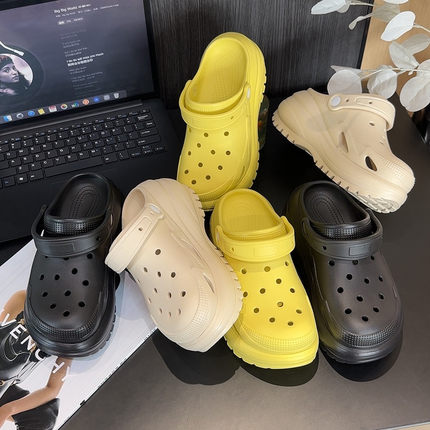 韩国范7cm厚底增高洞洞鞋女两穿DIY凉鞋沙滩鞋包头拖鞋女外穿凉拖