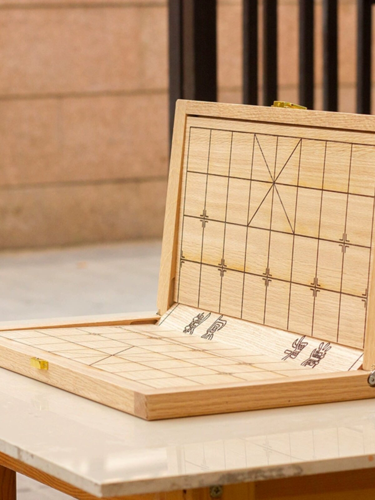 45 升降式折叠棋盘 红橡木中国象棋棋盘 手工实木便携式可收纳