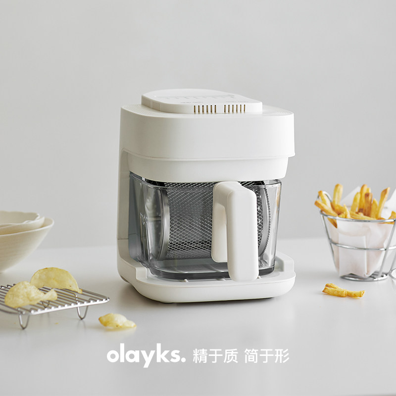 olayks立时琉璃匣空气炸锅玻璃家用可视化多功能智能电炸锅免翻面