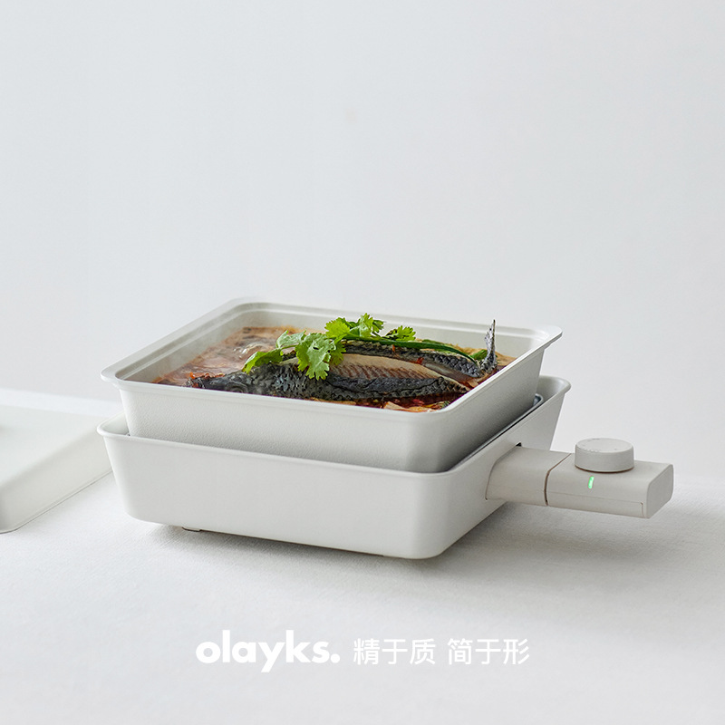 olayks立时多功能料理锅家用烤涮一体锅烤肉蒸煮煎炒炖鸳鸯电火锅