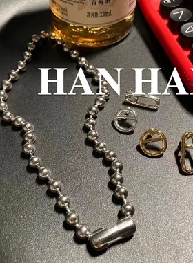 欧美ins复古小众设计银色珠子简约个性叠戴短款项链休闲时尚潮女