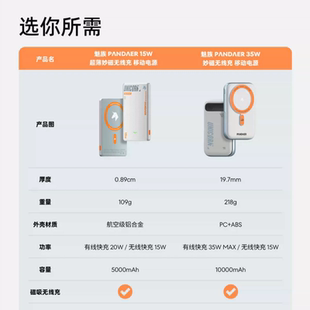 全新魅族15w充电宝35W妙磁22/21pro无线20PRO移动电源5000-10000