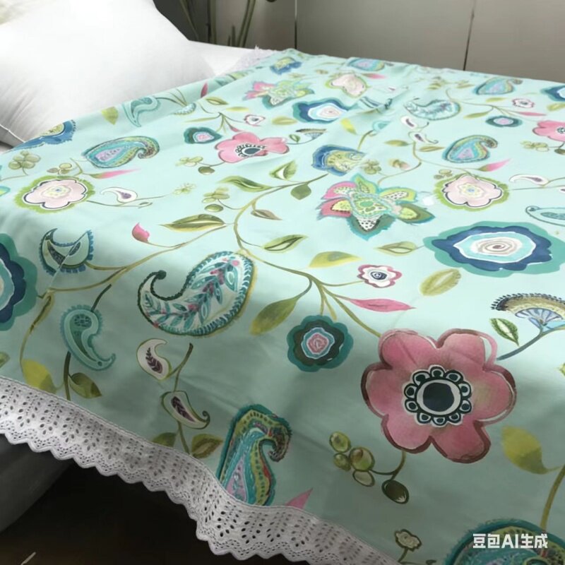 【春风十里】汉麻单人床单 工艺花边 150*220cm