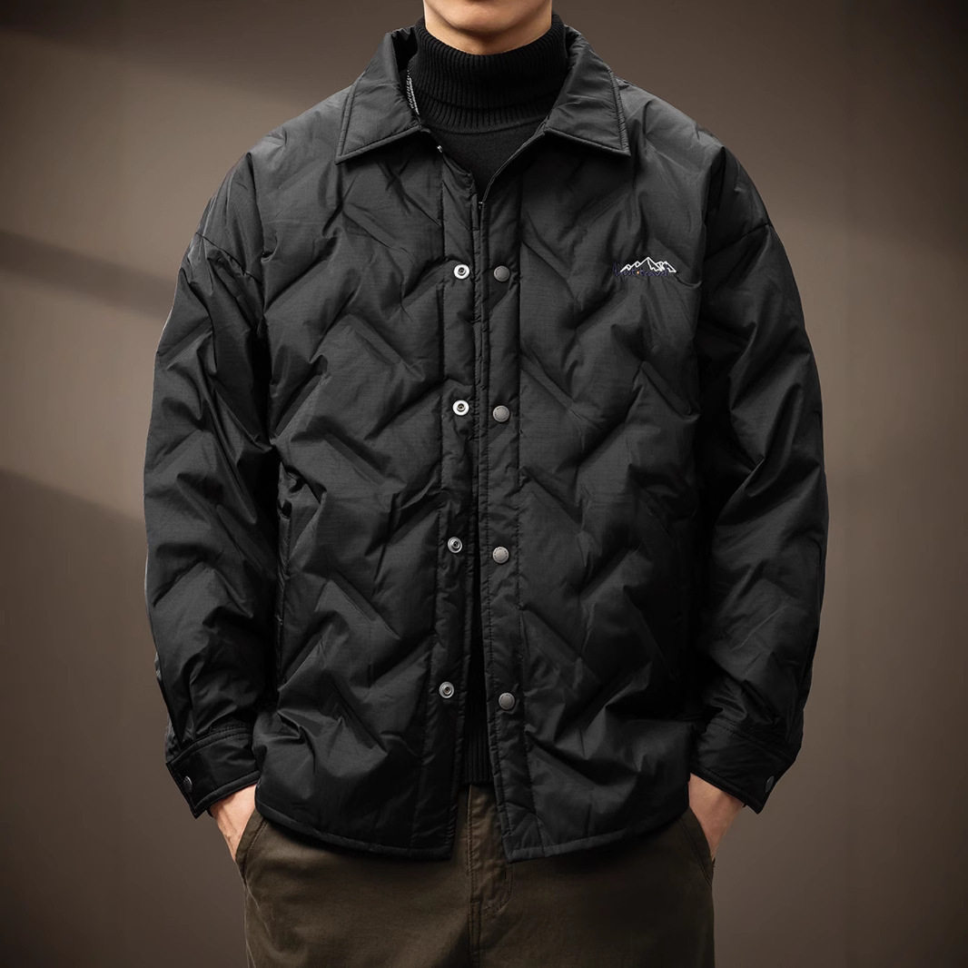 新国标轻薄羽绒服男2024冬季新款宽松大码菱格压花夹克外套男