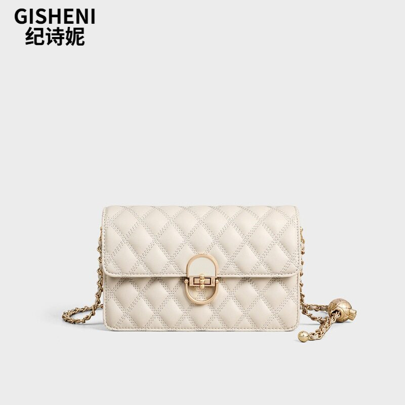 Gisheni/纪诗妮包包女式2026夏季新款斜挎包真皮女包小香风链条包