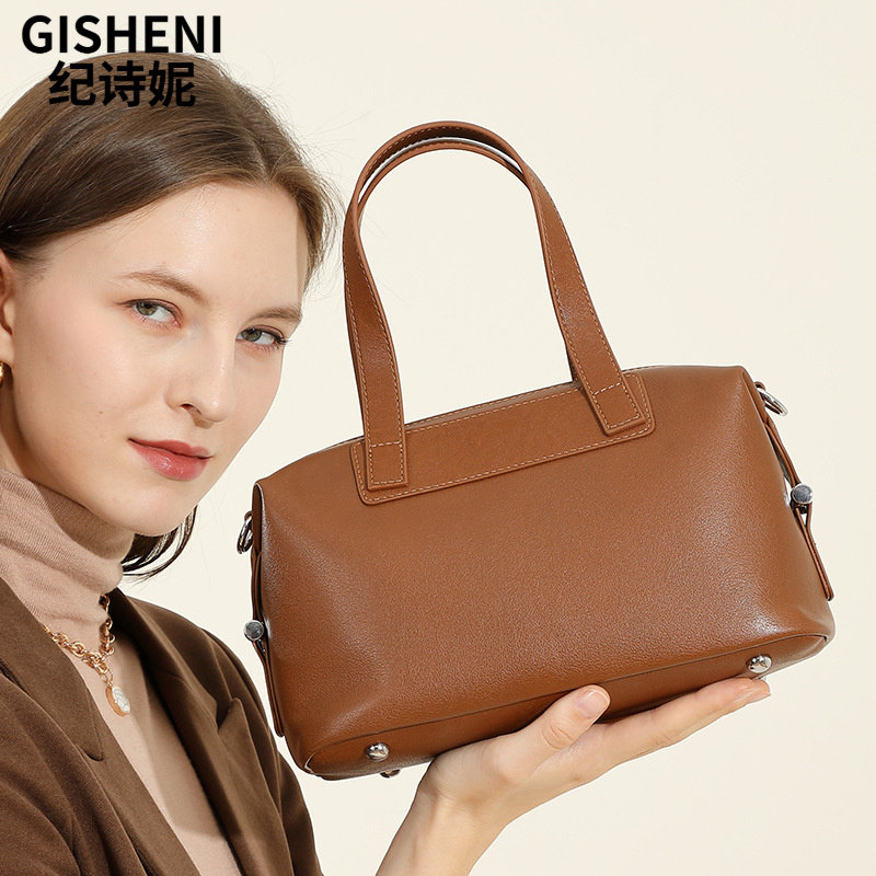 Gisheni/纪诗妮真皮女包手提复古
