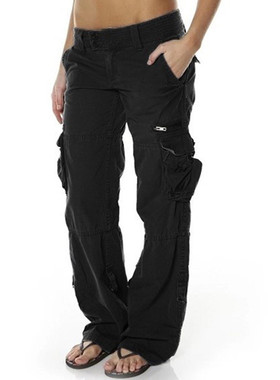 外贸复古亚马逊阔腿欧美春秋多口袋休闲宽松显瘦直筒女款工装裤女