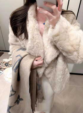 柔雾奶兔*千金感软软温柔兔绒环保皮草*矜贵大翻领保暖加厚外套女