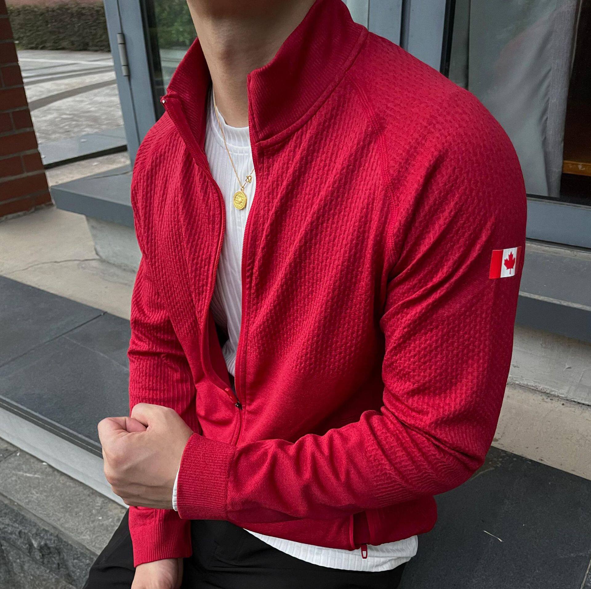 加拿大限定无缝提花lu家同款平替外套健身立领弹力拉链夹克外套潮,运动服/休闲服装,运动POLO衫,淘宝优惠券,粉丝福利购,淘宝优惠卷