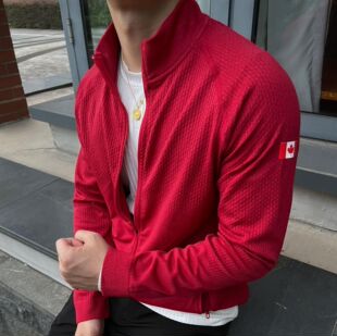 加拿大限定无缝提花lu家同款 平替外套健身立领弹力拉链夹克外套潮