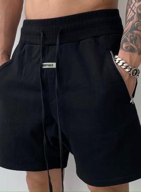 essentials复线韩版新款运动健身吊裆短裤男潮流宽松拉链袋五分裤