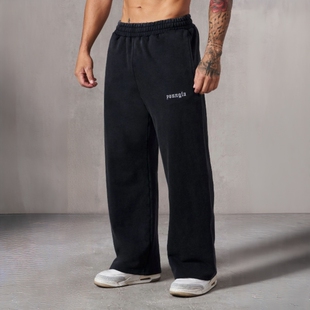 YOUNGLA美式新款男士运动裤慢跑运动肌肉健身刺绣直筒休闲长裤子