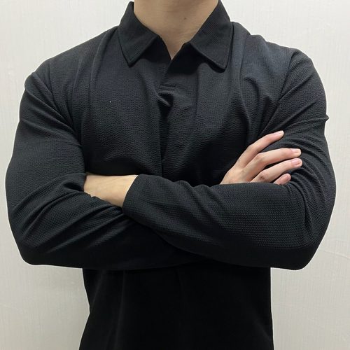 健身长袖polo衫美式跑步运动训练