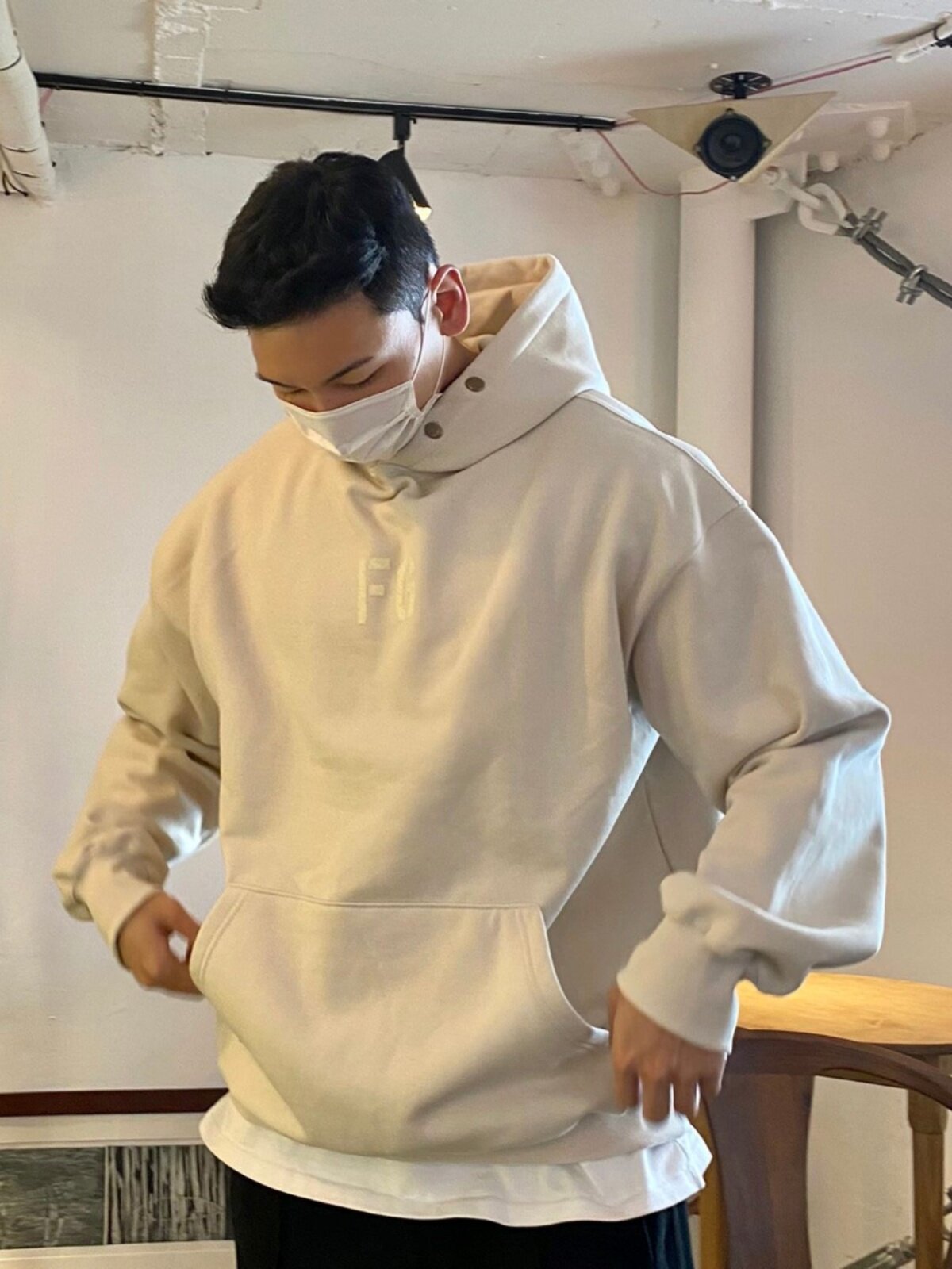FOG 벨벳 스포츠 운동복 남성용 긴팔 후드 캥거루 포켓 루즈 트렌디 브랜드 피트니스 아메리칸 근육 트레이닝 자켓