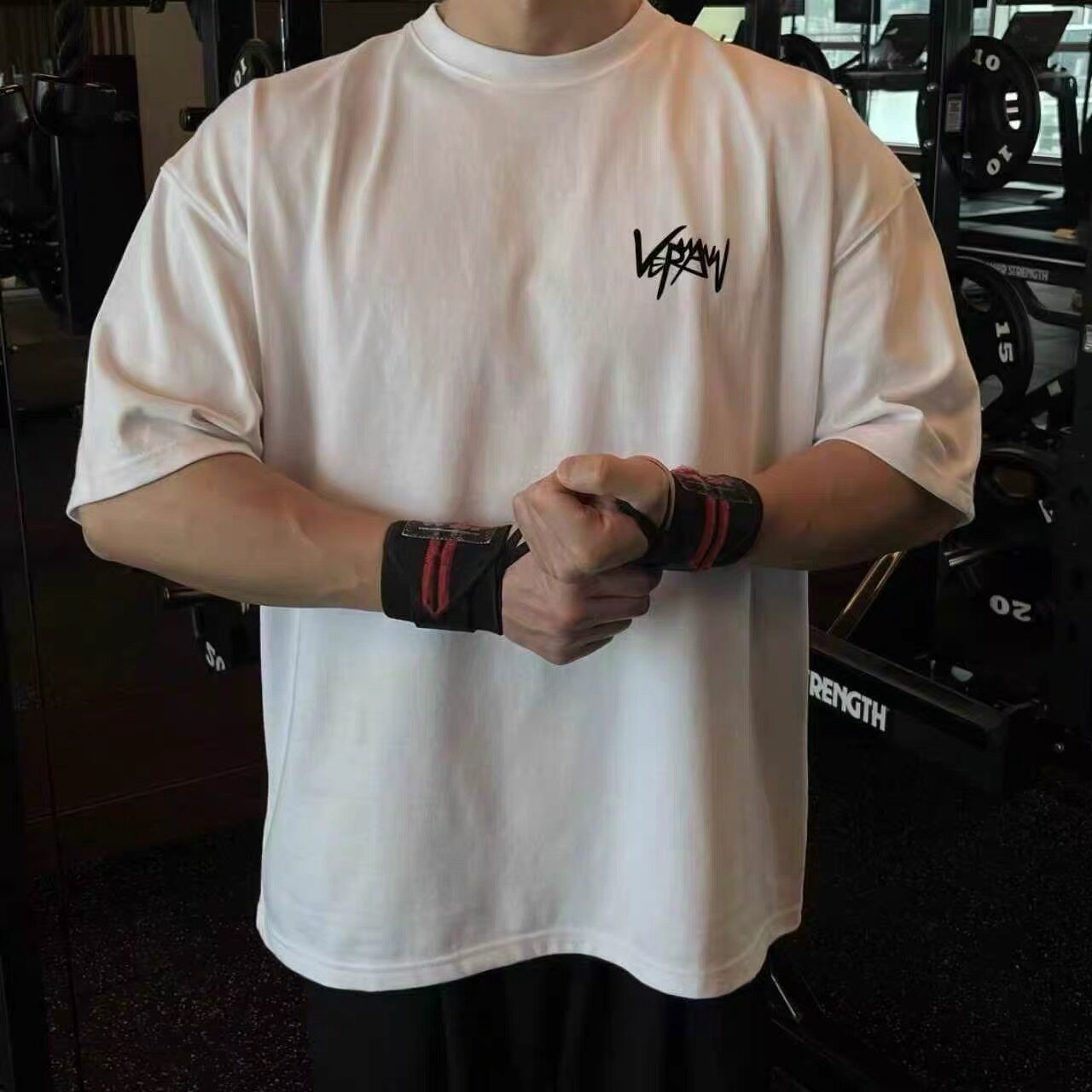 新款韩版肌肉运动短袖男士棉质半袖健身T恤宽松透气跑步训练衣服