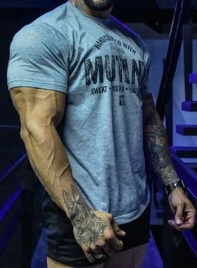 美式新款mutant魔兽t恤男肌肉运动健身兄弟短袖棉质大码训练上衣