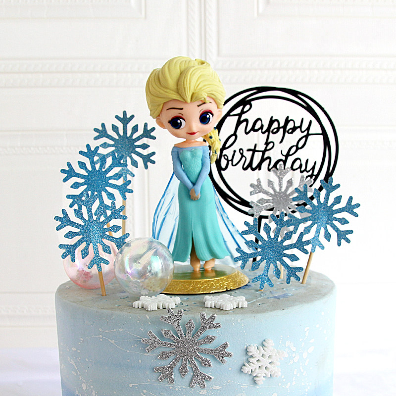 雪花插牌/蛋糕装饰插签/冰雪奇缘雪花装饰/杯子蛋糕装饰10个